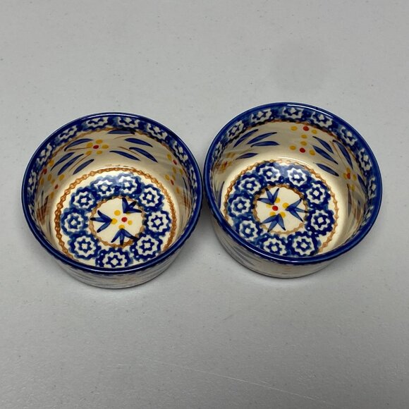 Temp-Tations Old World Blue 6oz Ramekins Ovenware Bakeware Round Bowls W/ Lids - Picture 4 of 9